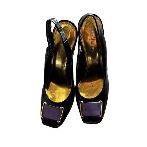 Vince Camuto Delano Slingback Heels Black/Purple 8 - Picture 1 of 6
